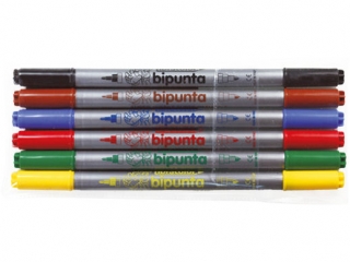 Pisaki dwustronne FIBRACOLOR Bipunta  6 kolor�w etui