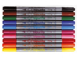 Pisaki dwukolorowe FIBRACOLOR Bipunta 10 kolor�w etui