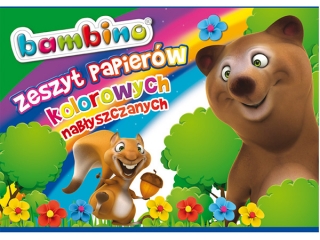 Zeszyt papier�w kolorowych nab�yszczany A4 10k. BAMBINO